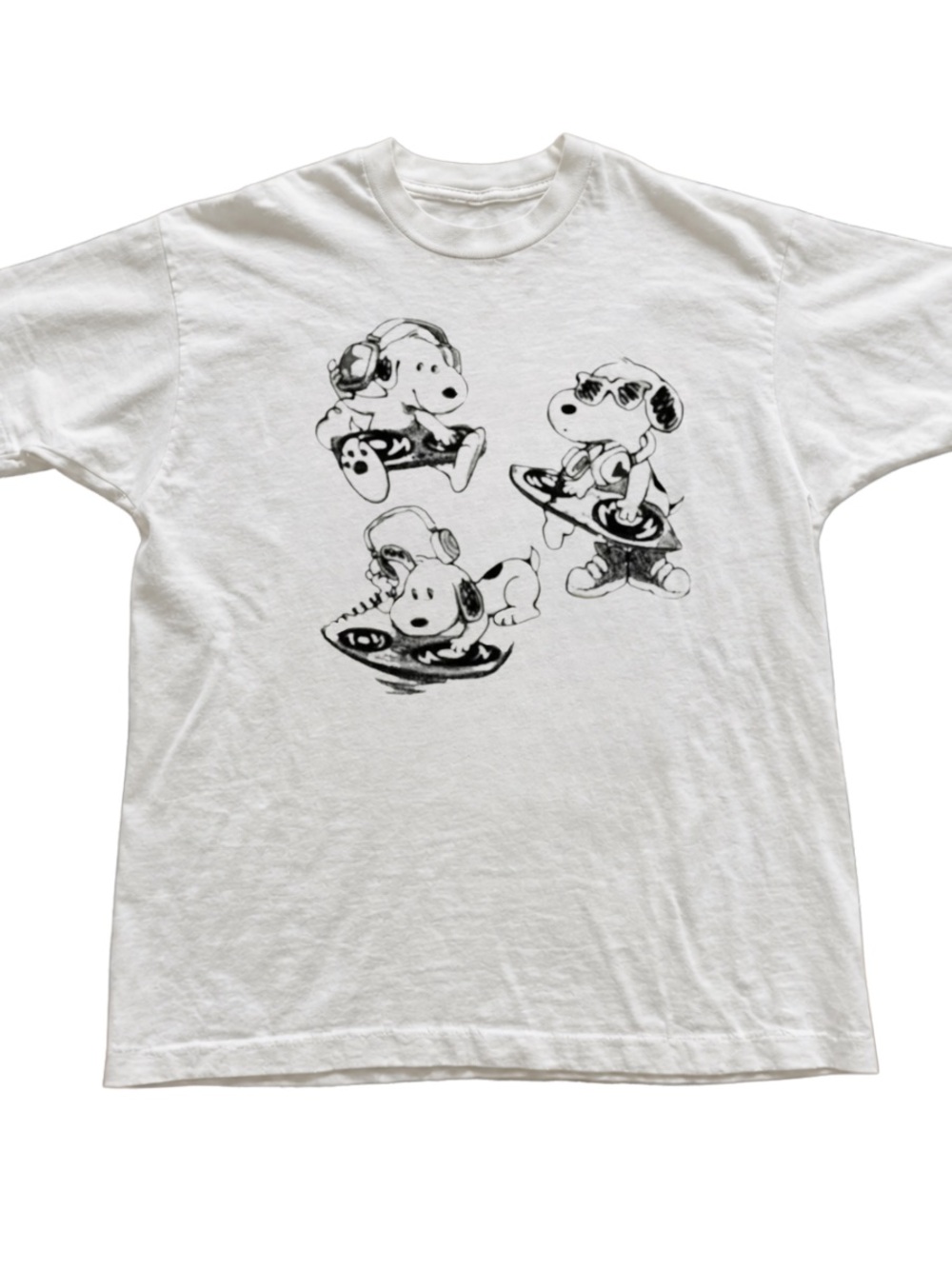 White Graphic Snoopy DJs Tee